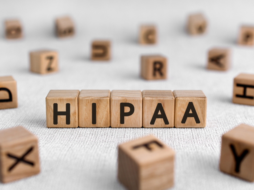 Photograph of wooden blocks that spell HIPAA
