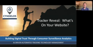 Image shows first slide in a presentation for the webinar about TrackerReveal.