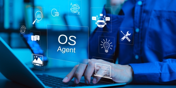 OS Agent graphic on laptop