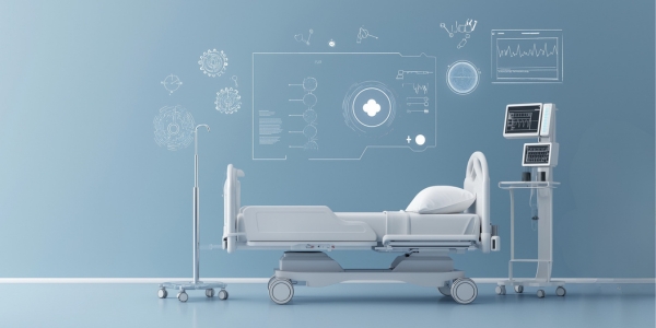 AI graphics around hospital bed