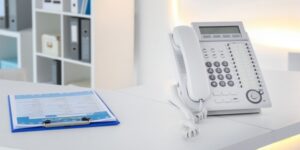 Hospital phone on desk