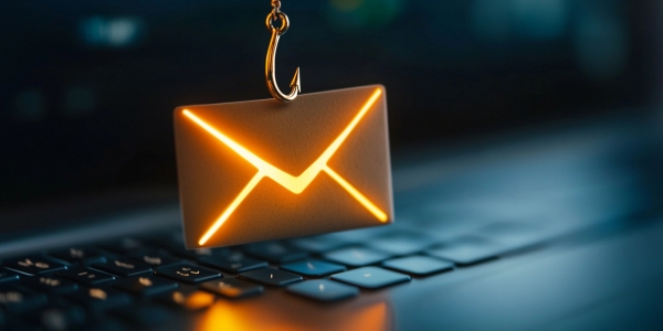 Phishing email on laptop.