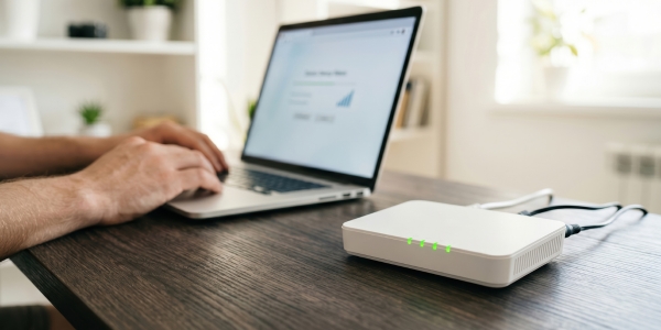 work from home laptop and router